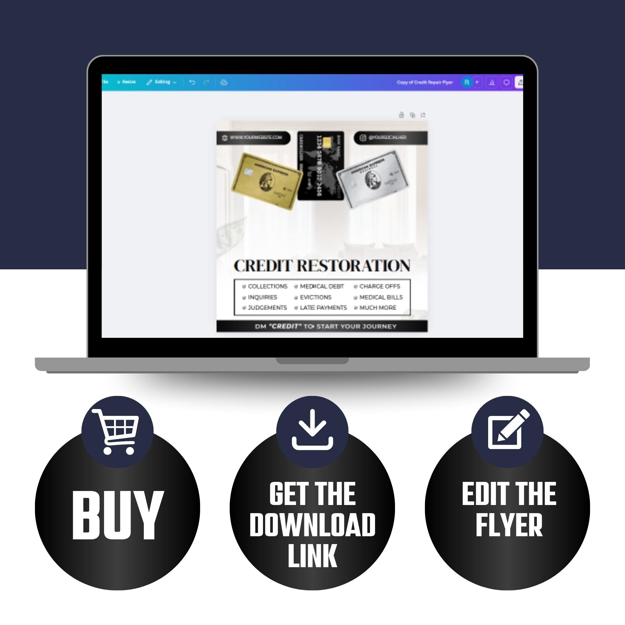 Editable Canva Credit Repair Flyer Template: Social Media Design - Etsy
