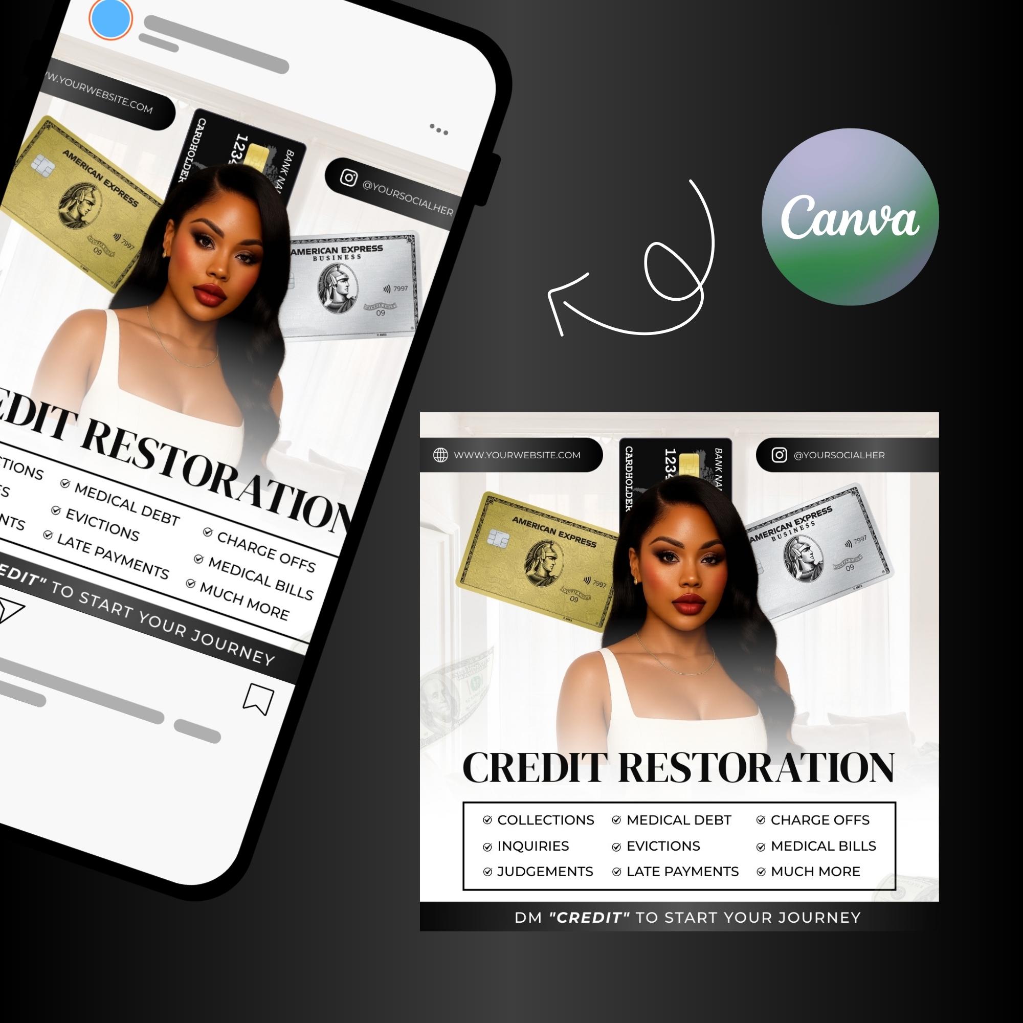 Editable Canva Credit Repair Flyer Template: Social Media Design - Etsy