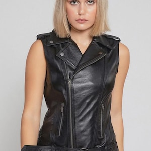 Women’s leather vest with belt, leather waistcoat for women, fitted leather vest, genuine leather vest, stylish sleeveless leather jacket.