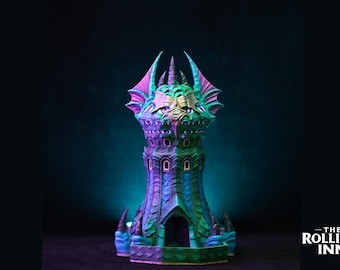 Hand-Painted Warlock Dice Tower | 3D Printed D&D Tabletop Centerpiece