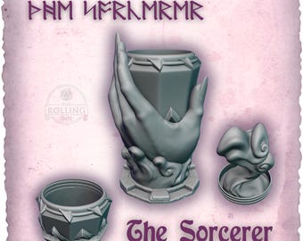 Taza de dados de hechicero pintada a mano: soporte para latas impreso en 3D, regalo de rol