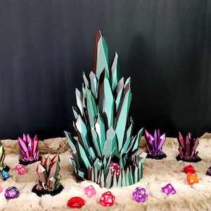 Torre de dados Crystal Cluster / Rodillo de dados tricolor con cambio de color impreso en 3D / Accesorio para RPG DnD