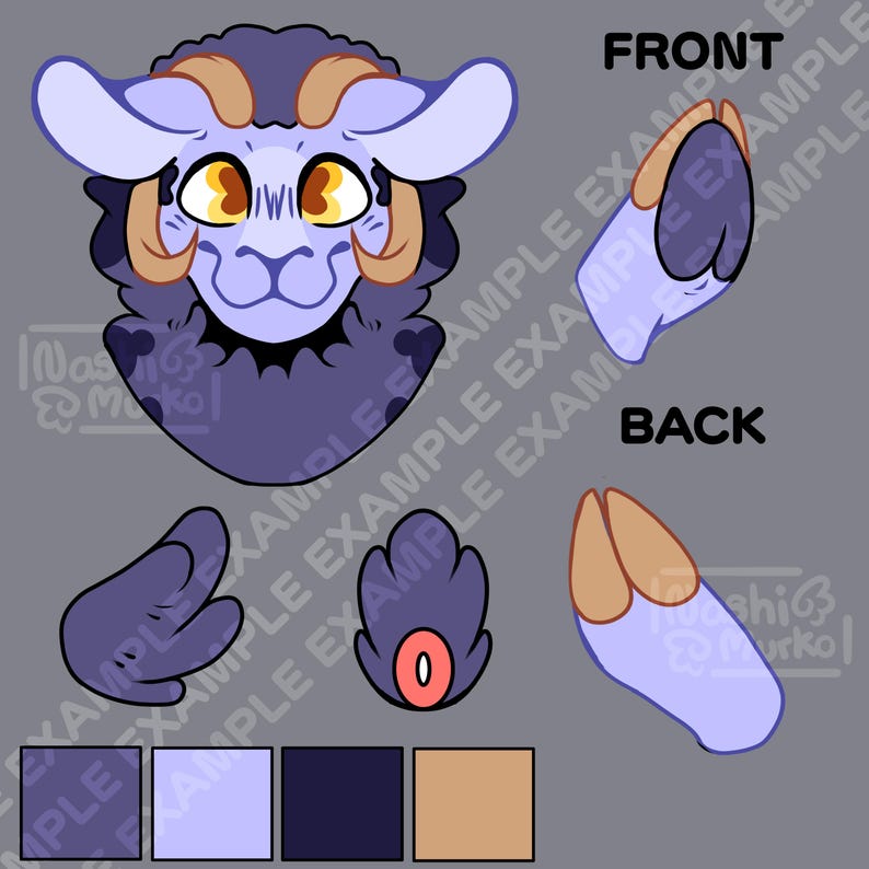 Sheep Partial Fursona Reference Sheet Base | Furry Line Art & Base - Etsy