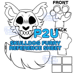 Skull Dog Partial | Poodling Fursona reference sheet Base | Furry line art & base
