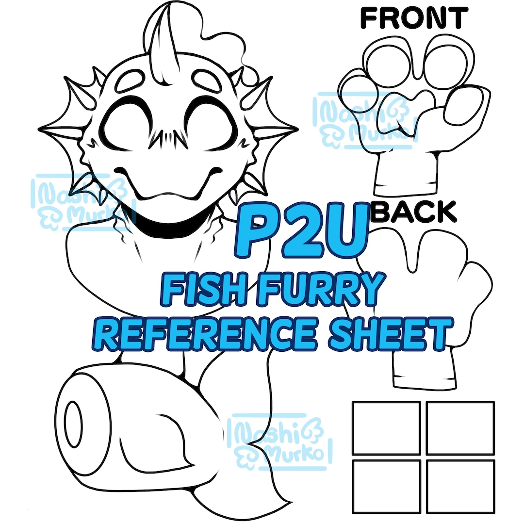 Fish Partial Fursona Reference Sheet Base | Furry Line Art & Base - Etsy