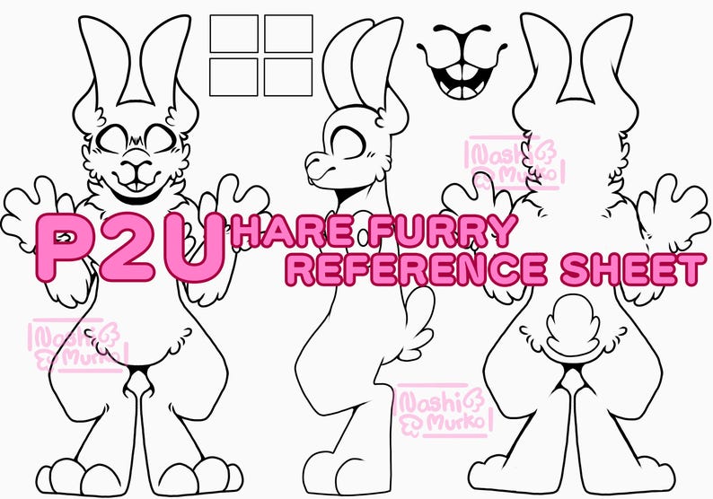 Hare 3 Sided Fursona Reference Sheet Base | Furry Line Art & Base - Etsy