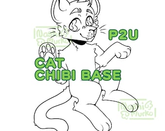 Kot | Koci chibi Fursona arkusz referencyjny Podstawa | Grafika i podstawa futrzana