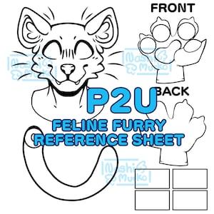 Cat | Feline Partial Fursona reference sheet Base | Furry line art & base