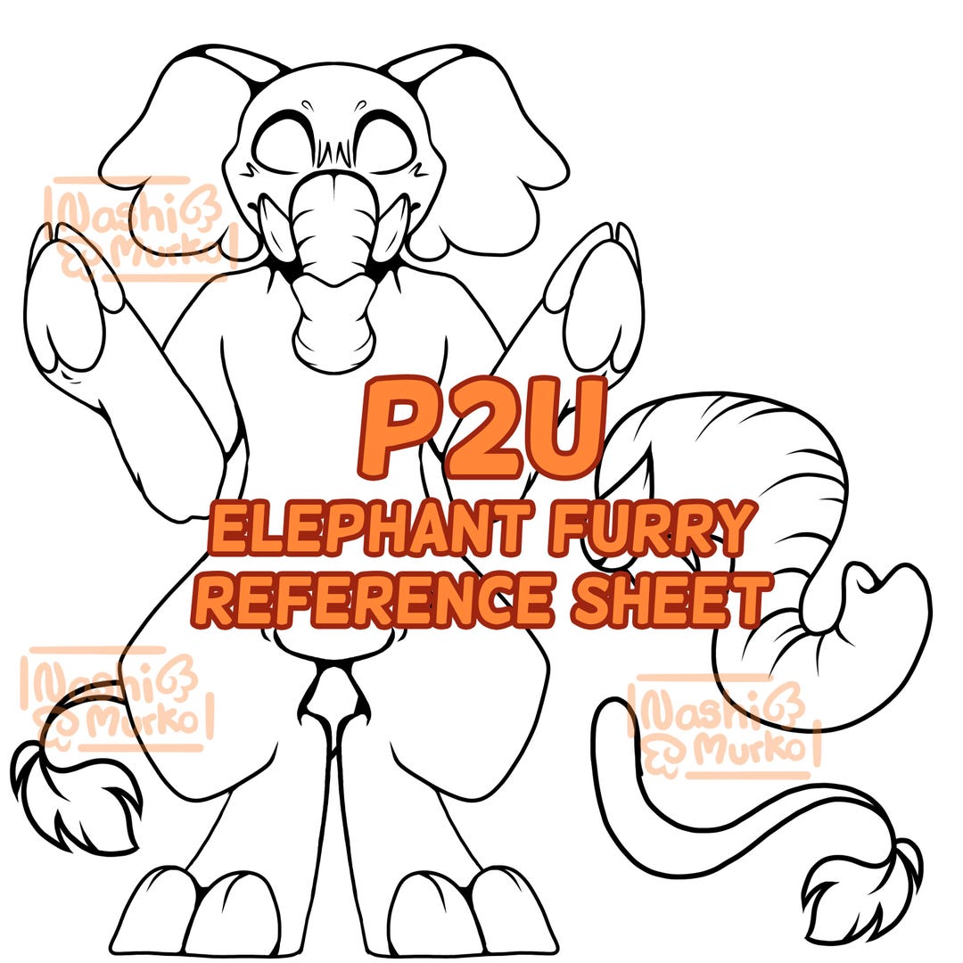 Elephant Furry Fursona Reference Sheet | Furry Line Art & Base - Etsy