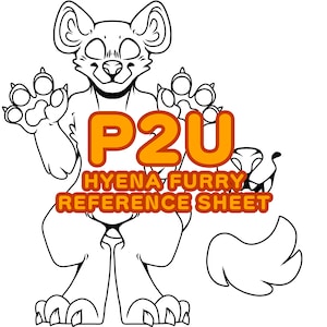 Hyäne | Yeen Fursona Bezugsblatt Base | Pelzige Linie Kunst & Sockel