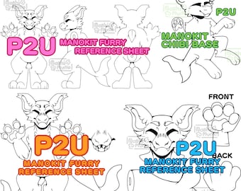Manokit Fursona Base Bundle | Line Art Reference Sheet (Digital Download)