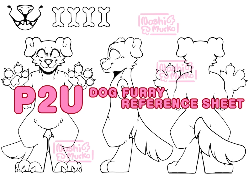 Dog Fursona 3 Sided Reference Sheet Base | Furry Line Art & Base - Etsy