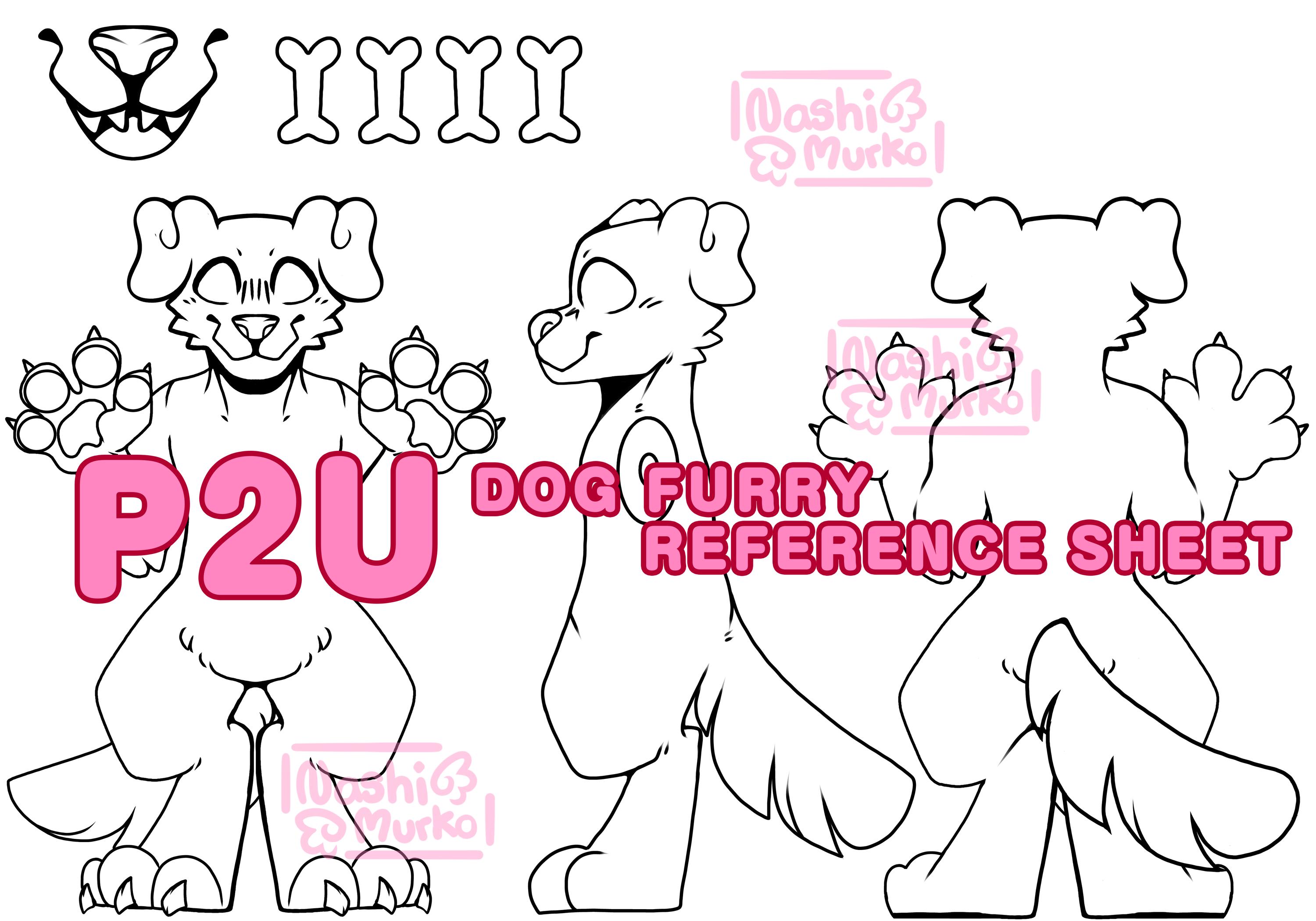 Dog Fursona 3 Sided Reference Sheet Base | Furry Line Art & Base - Etsy