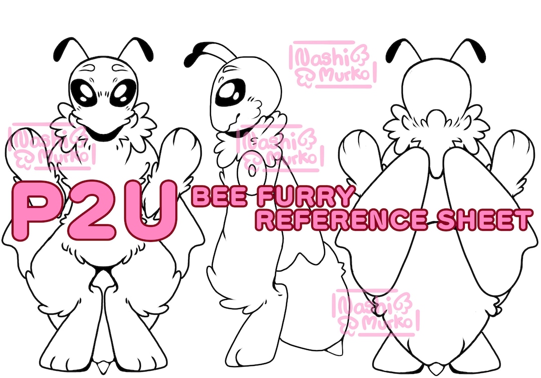 Bee Fursona 3 Sided Reference Sheet Base | Furry Line Art & Base - Etsy
