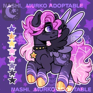 Moonlit Bloom Pony Adoptable | Digital Pony Reference Sheet