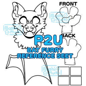 Fladdermus Partiell Fursona referensblad Bas | Pälsad linjeteckning och bas