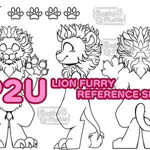 Lion 3 Sided Fursona reference sheet Base | Furry line art & base