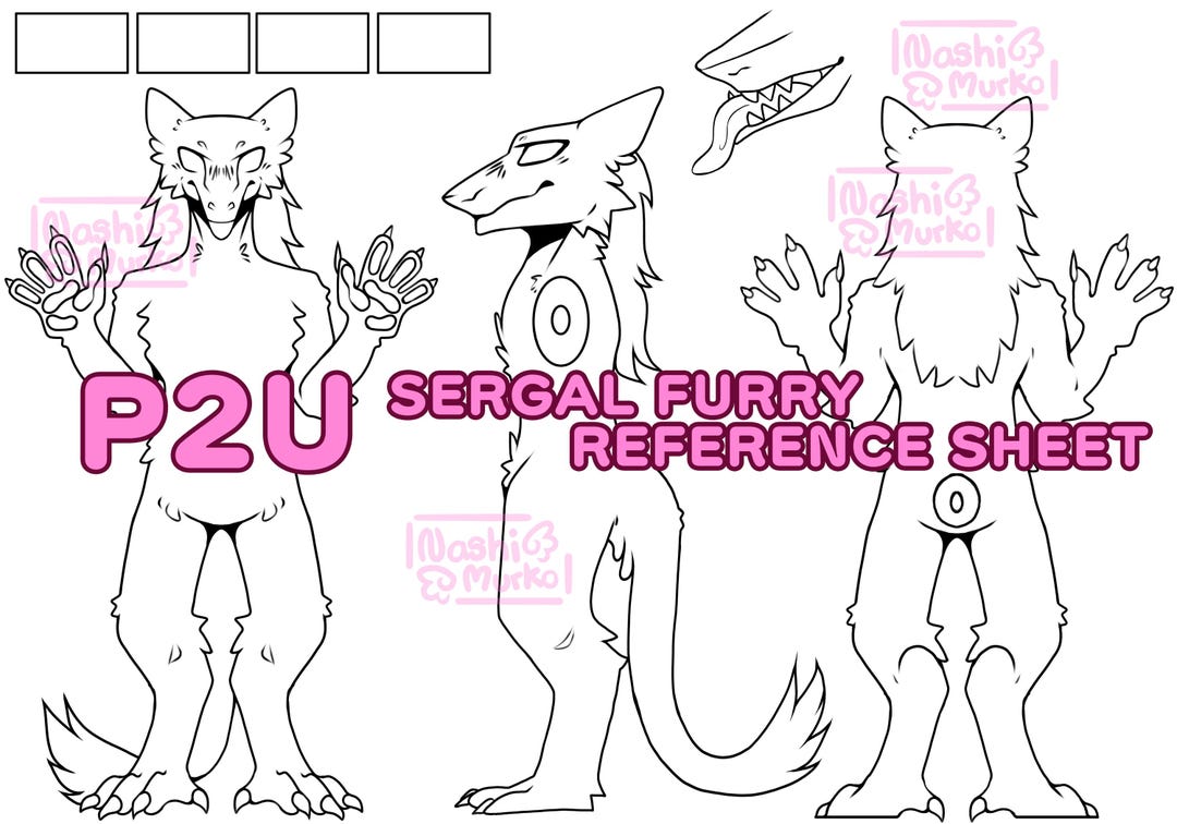 Sergal 3 Sided Fursona Reference Sheet Base | Furry Line Art & Base - Etsy
