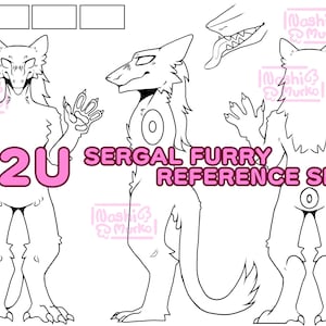 Sergal 3 Sided Fursona reference sheet Base | Furry line art & base