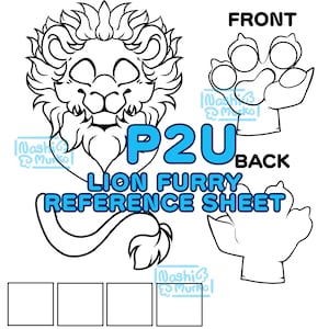 Lion Partial Fursona reference sheet Base | Furry line art & base