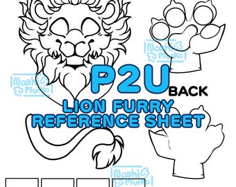 Hoja de referencia parcial de Fursona de león Base / Arte lineal y base furry