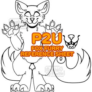 Fuchs Fursona Bezugsblatt Basis | Pelzige Linie Kunst & Sockel
