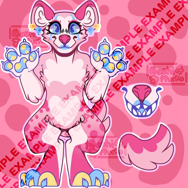 Hyena | Yeen 3 Sided Fursona Reference Sheet Base | Furry Line Art ...