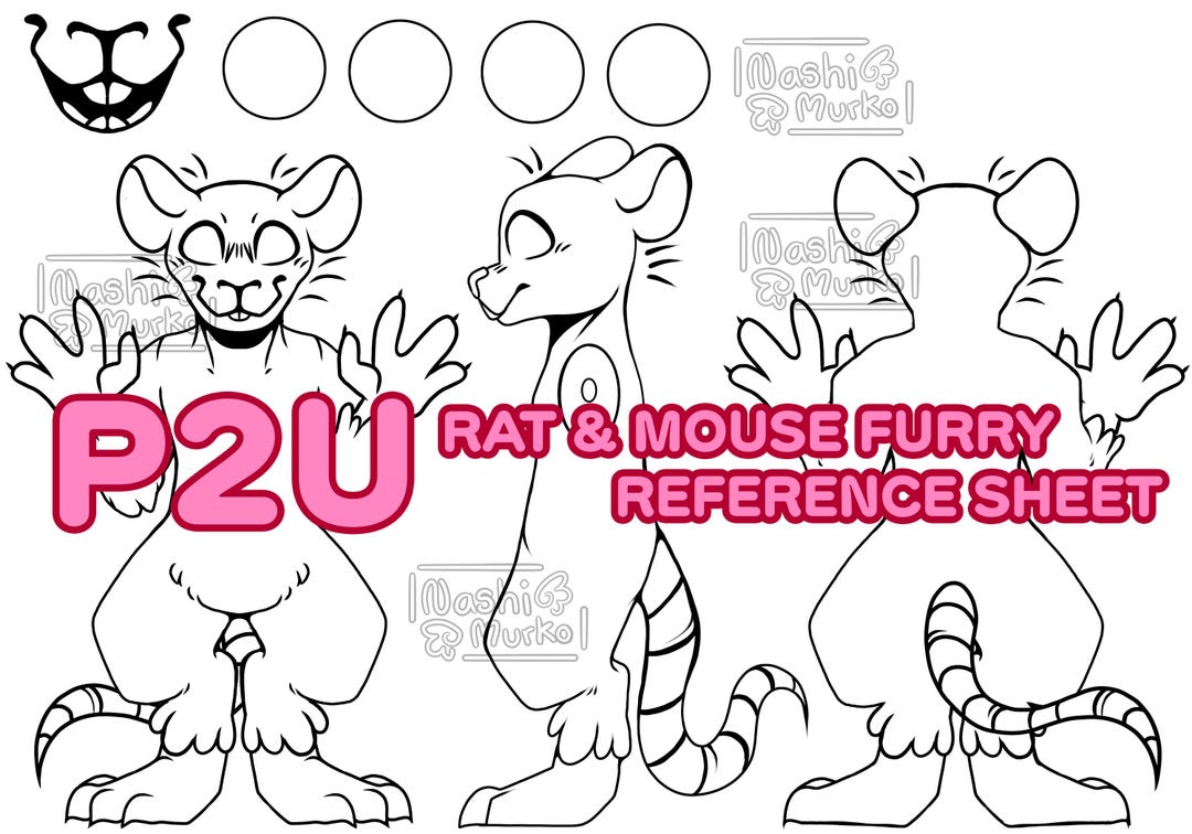 Rat | Mouse 3 Sided Fursona Reference Sheet Base | Furry Line Art ...