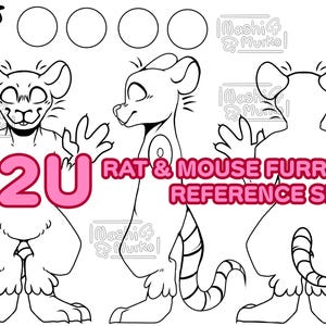 Rat | Mouse 3 Sided Fursona reference sheet Base | Furry line art & base
