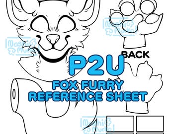Referentieblad Fox Partial Fursona Basis | Harige lijntekeningen en basis