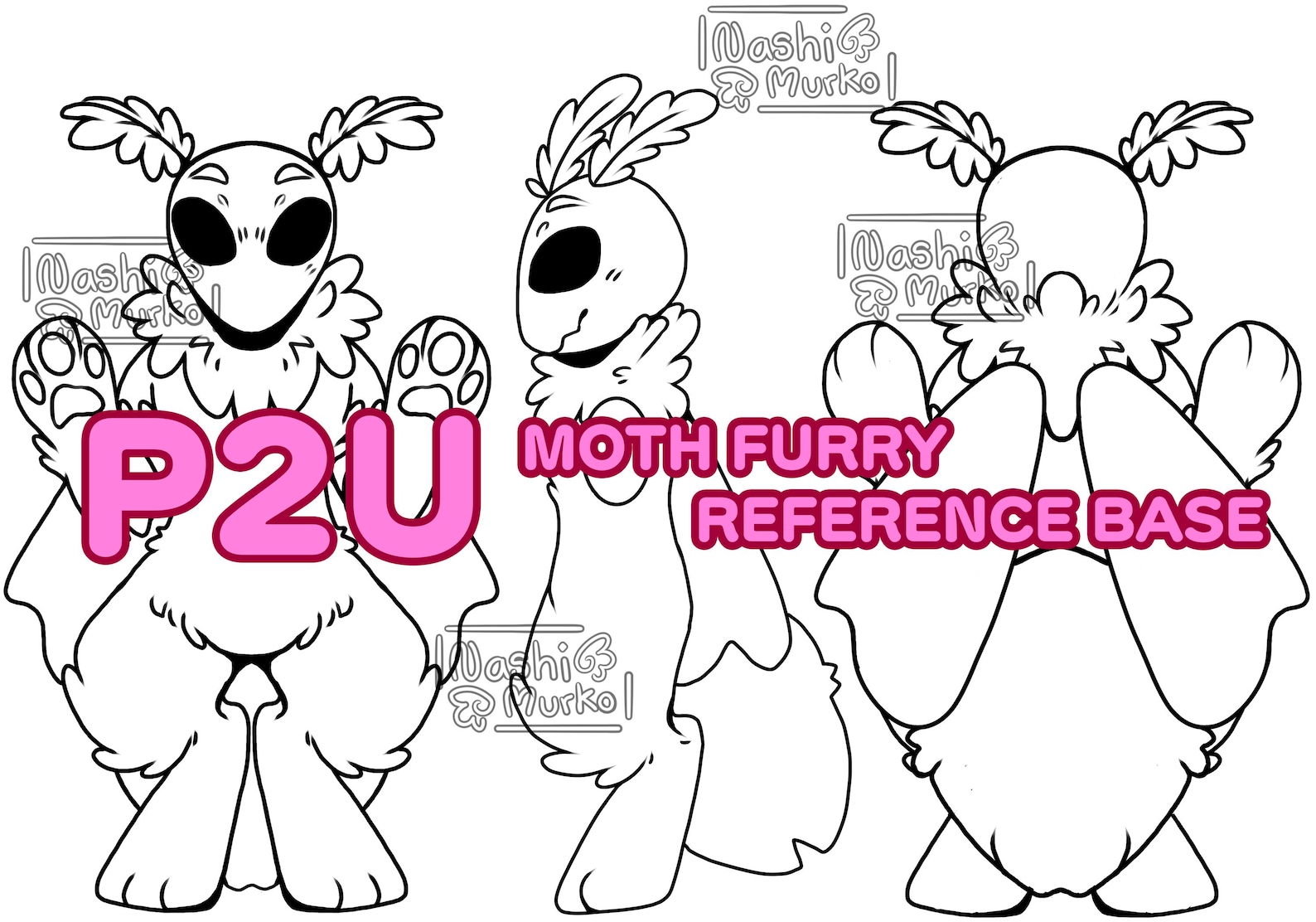 Moth 3 Sided Fursona Reference Sheet Base | Furry Line Art & Base - Etsy