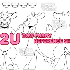 Cow 3 Sided Fursona reference sheet Base | Furry line art & base
