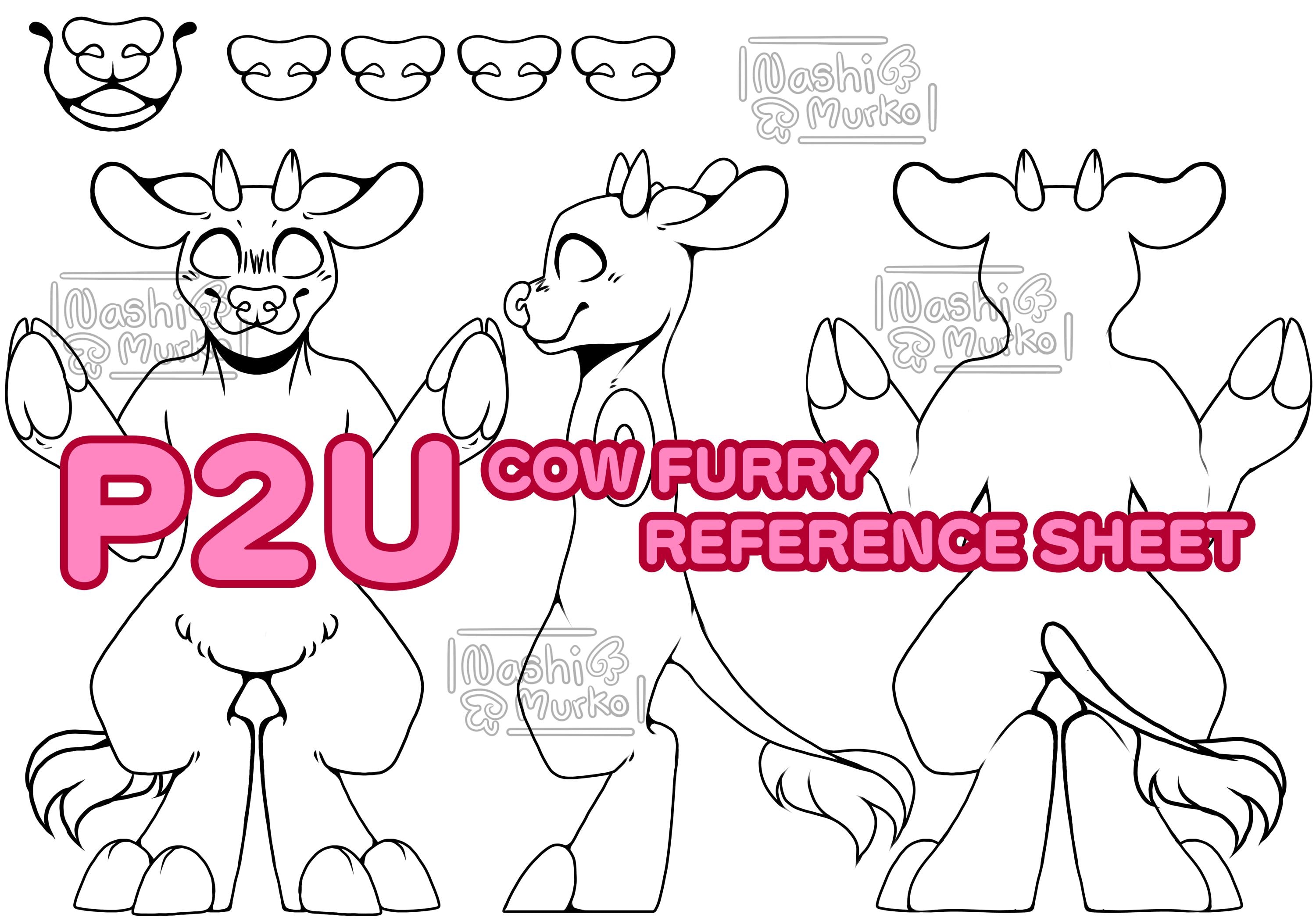 Cow 3 Sided Fursona Reference Sheet Base | Furry Line Art & Base - Etsy ...