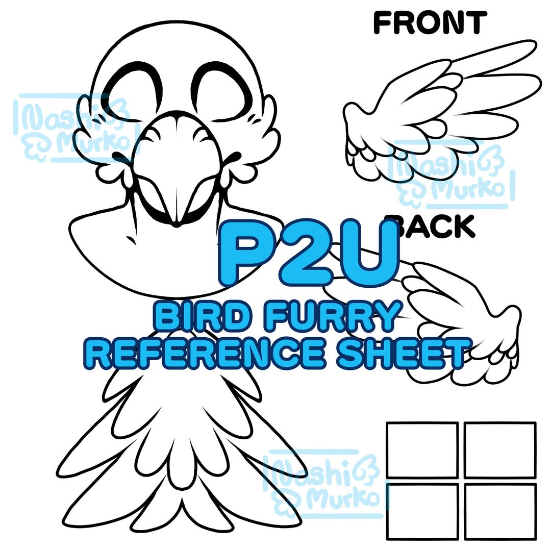 Bird Partial Fursona Reference Sheet Base | Furry Line Art & Base - Etsy