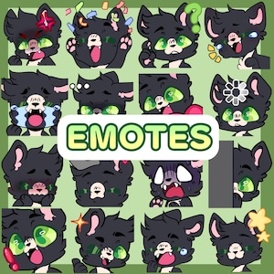 16 Emotes (Twitch/Discord )- Black and White Tuxedo Cat Emote Bundle Pack