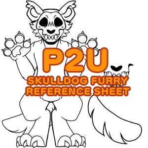 Skull Dog Fursona reference sheet Base | Furry line art & base