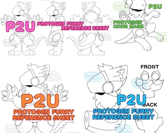 Zestaw Protogen Furry Base: Arkusz referencyjny rysunków liniowych (pobranie cyfrowe)