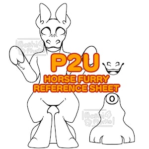 Horse Fursona reference sheet Base | Furry line art & base