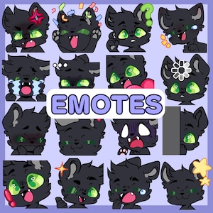 16 Emotes (Twitch/Discord )- Black Cat Emote Bundle Pack