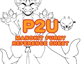 Manokit Fursona reference sheet Base | Furry line art & base
