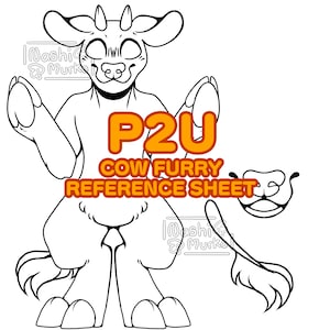 Cow Fursona reference sheet Base | Furry line art & base