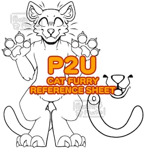 Cat | Feline Fursona reference sheet Base | Furry line art & base