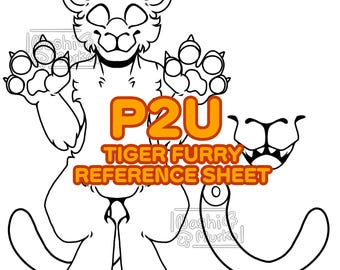 Tiger Fursona reference sheet Base | Furry line art & base