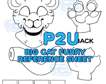Big Cat Partial Fursona reference sheet Base | Furry line art & base