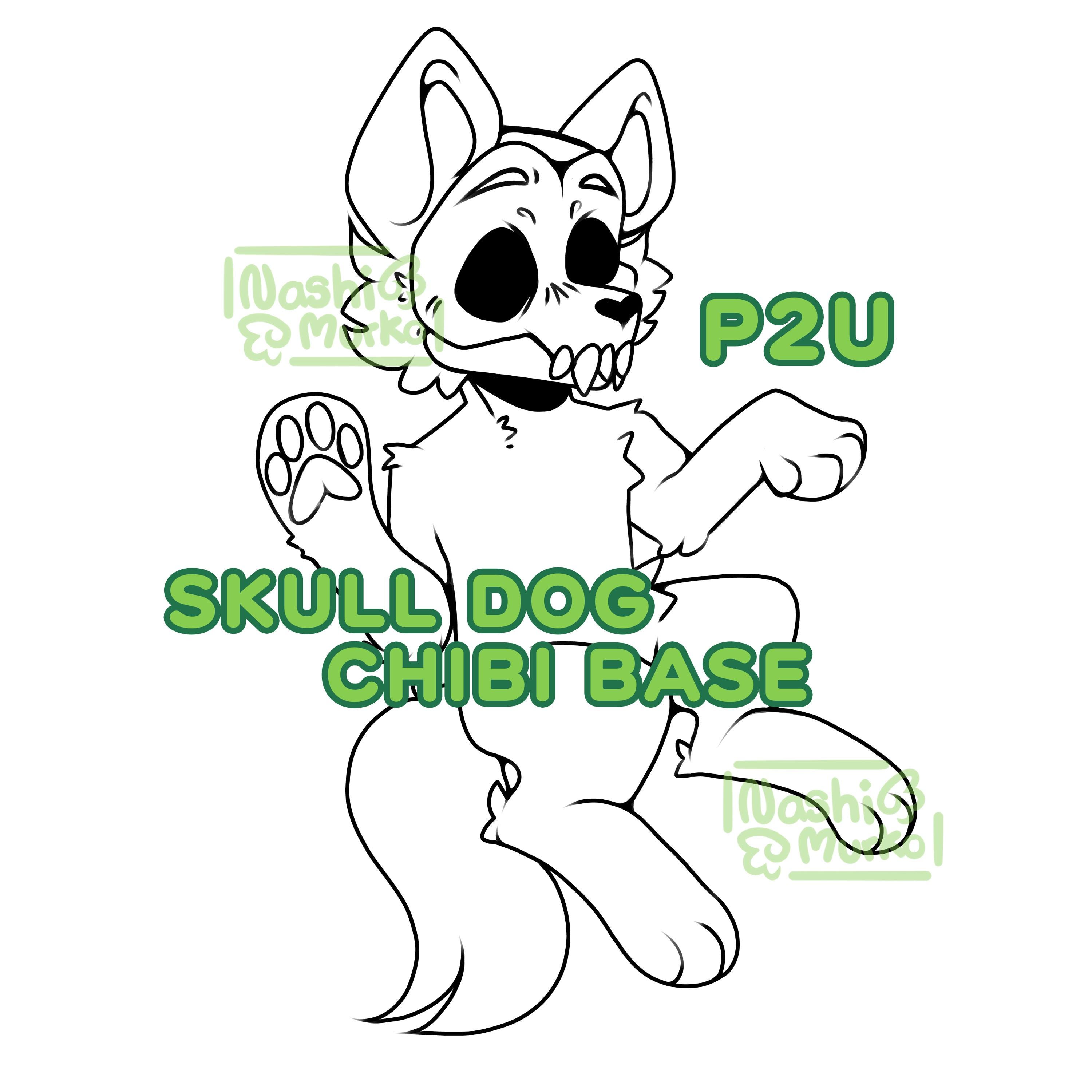 Skull Dog Chibi Fursona Reference Sheet Base | Furry Line Art & Base - Etsy