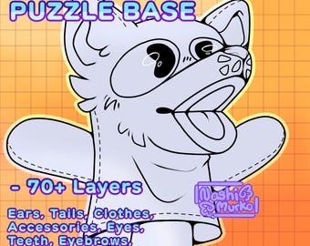 Furry Hand Puppet Puzzle Base | Mix and Match Fursona line art & base