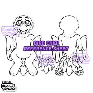 Bird 2 Sided Chibi Fursona reference sheet Base | Furry line art & base
