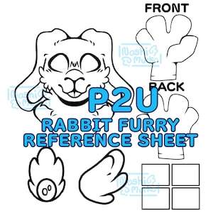 Lop Rabbit Partial Fursona reference sheet Base | Furry line art & base