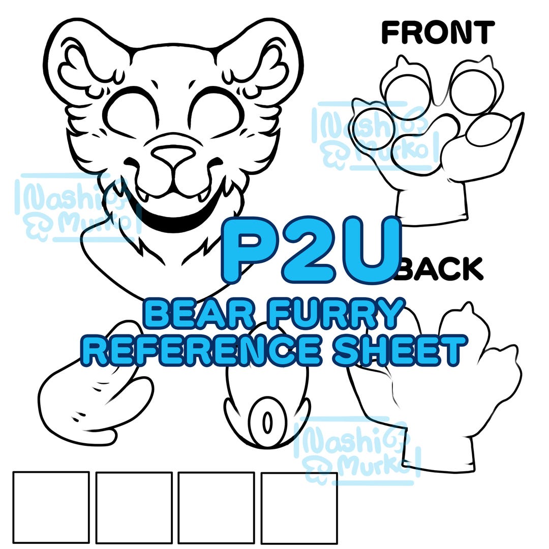 Bear Fursona Reference Sheet Base | Furry Line Art (digital Download ...