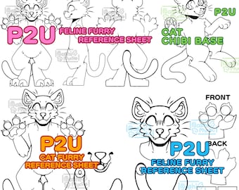 Zestaw podstawowy Kot | Futrzany kociak: Arkusz referencyjny rysunków liniowych (do pobrania w wersji cyfrowej)